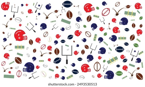 abstract background with american football themes contain helmet and ball Icons set graphic elements , suitable for american football wallpaper, symbol sport, sport icon, doodle american football