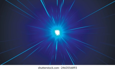 Abstract background with animation of moving lines. Magical flickering, luminous flying lines. Blue light stripes, speed lines, futuristic background. vector illustration