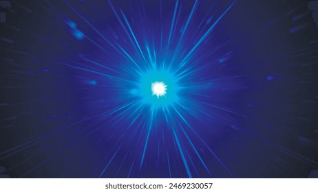 Abstract background with animation of moving lines. Magical floating, shimmering dots and glowing flying lines. Blue light stripes, speed lines, futuristic background. 4k. vector illustration