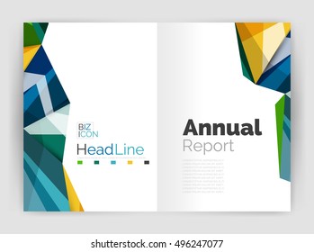 Abstract background annual report template, geometric triangle design business brochure cover