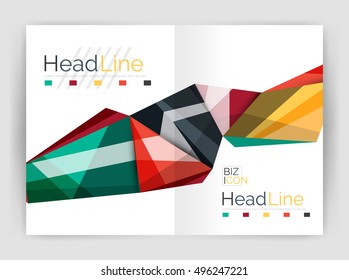 Abstract background annual report template, geometric triangle design business brochure cover