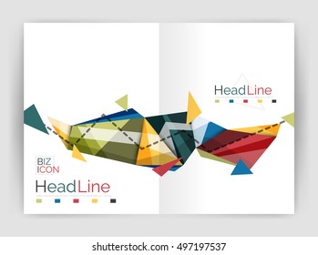 Abstract background annual report template, geometric triangle design business brochure cover