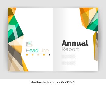 Abstract background annual report template, geometric triangle design business brochure cover