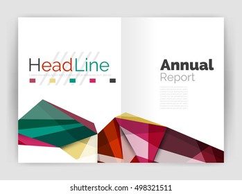 Abstract background annual report template, geometric triangle design business brochure cover