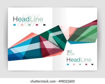 Abstract background annual report template, geometric triangle design business brochure cover