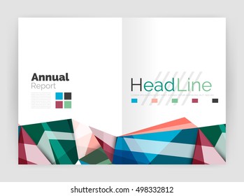 Abstract background annual report template, geometric triangle design business brochure cover
