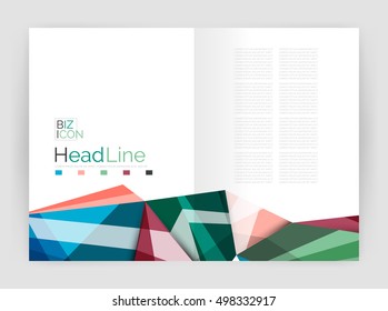 Abstract background annual report template, geometric triangle design business brochure cover