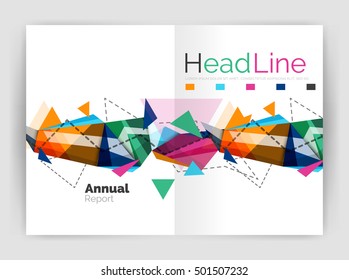 Abstract background annual report template, geometric triangle design business brochure cover