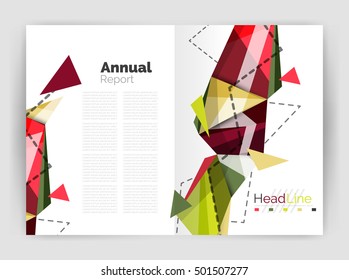 Abstract background annual report template, geometric triangle design business brochure cover