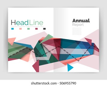 Plantilla de informe anual de antecedentes abstractos, portada del folleto comercial de diseño de triángulo geométrico