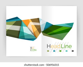 Abstract background annual report template, geometric triangle design business brochure cover
