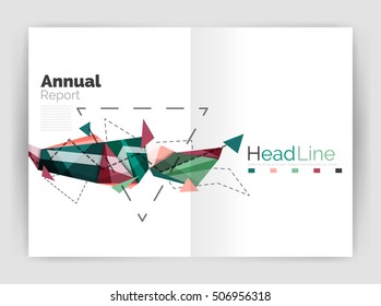 Abstract background annual report template, geometric triangle design business brochure cover