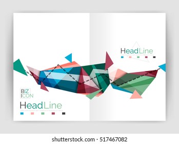 Abstract background annual report template, geometric triangle design business brochure cover