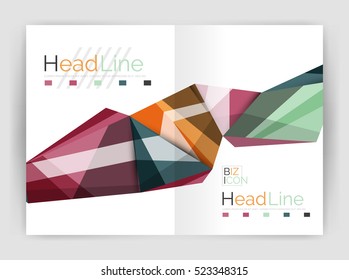 Abstract background annual report template, geometric triangle design business brochure cover