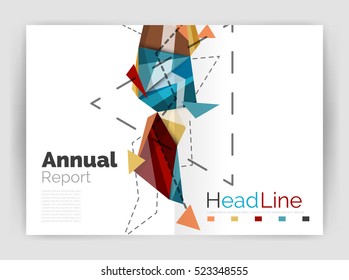 Abstract background annual report template, geometric triangle design business brochure cover
