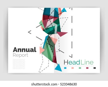 Abstract background annual report template, geometric triangle design business brochure cover