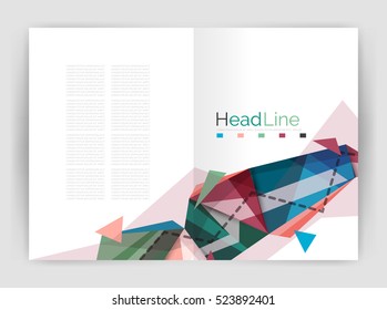Abstract background annual report template, geometric triangle design business brochure cover