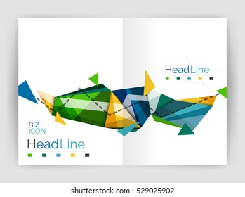 Abstract background annual report template, geometric triangle design business brochure cover