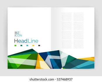 Abstract background annual report template, geometric triangle design business brochure cover
