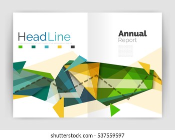 Abstract background annual report template, geometric triangle design business brochure cover