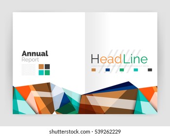 Abstract background annual report template, geometric triangle design business brochure cover