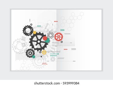 Abstract background annual report template, geometric triangle design business brochure cover