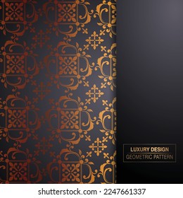 Abstract background with antique, luxury black and gold vintage frame, victorian banner, damask floral wallpaper ornaments, invitation card, baroque style booklet, fashion pattern, template for design