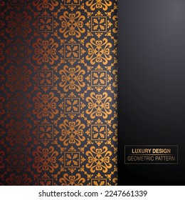 Abstract background with antique, luxury black and gold vintage frame, victorian banner, damask floral wallpaper ornaments, invitation card, baroque style booklet, fashion pattern, template for design