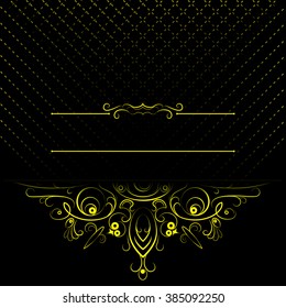 Abstract background with antique, luxury black and gold vintage frame, template for design