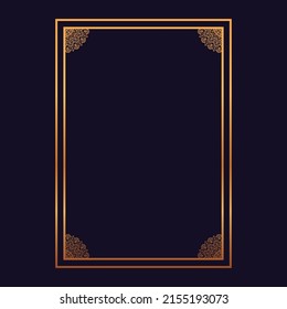 Abstract background with antique, vintage frame and banner, black damask wallpaper with ornamental, gold invitation card, baroque style label, fashion pattern, graphic ornament for decoration, design