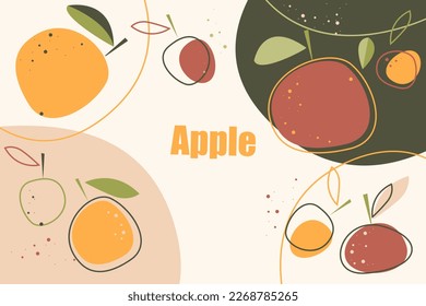 Abstract background with apples.Banner with abstract fruits.Vector illustration.