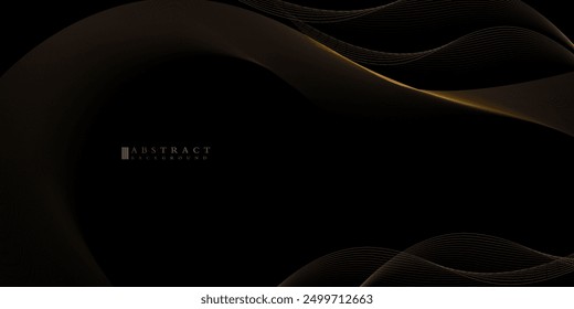 Abstract background of arches and gold lines on a black background. Abstract fantasy.