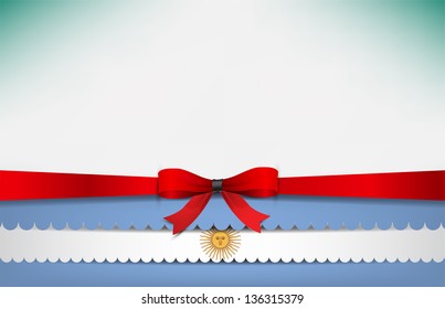 Abstract background with the Argentina Flag and a red bow. (Vector EPS10)