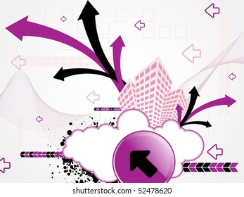 abstract background with arrow, building, wave