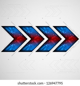 Abstract background with arrow. Pixel art. Vector