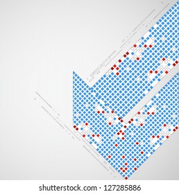 Abstract background with arrow. Pixel art. Vector
