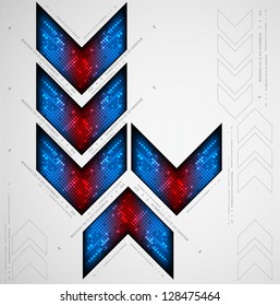 Abstract background with arrow. Pixel art. Vector