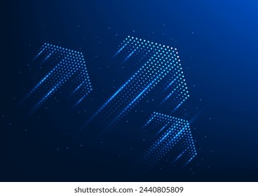 Abstract background, arrow rising like dots at high speed. Shows the development of a business organization that is growing rapidly.