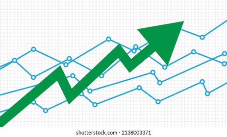 abstract background of arrow stock market chart graph on white background