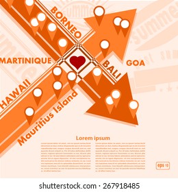 Abstract background with arrows. Banner advertising for travel and leisure. vector illustration