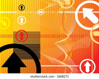 abstract background with arrows and flowing wavy lines