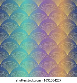 Abstract background in art Deco style. Graphic color fan-shaped decorative pattern with an oval element in the vector