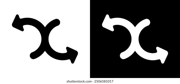 Abstract background with art design arrow as logo or icon. A black figure on a white background and an equally white figure on the black side.