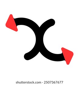 Abstract background with art design arrow as logo or icon. Black semicircles with the end of the line in the form of red triangle.