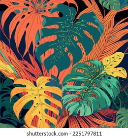 Abstrakter Hintergrund Art Vektorbild. Moderne Kunsthintergründe. Boho Blätter tropischen botanischen Blätter und Blumenmuster Design für den Verkauf von Sommerbannern , Tapeten, Drucke und Stoffe