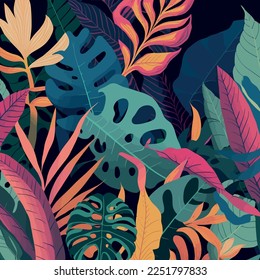 Resumen de la imagen vectorial de la naturaleza del arte de fondo. Fondo de pantalla de arte moderno. Hojas botánicas tropicales de boho y diseño de patrones florales para la venta de pancartas de verano , arte mural, estampados y telas