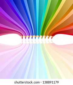Abstract background with art pencils. Vector