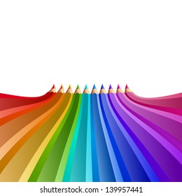 Abstract background with art pencils. Vector