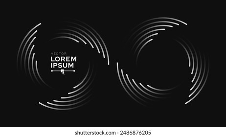 Abstract Background Art Spiral Speed Lines Trails in Circle Form. Round Tech Banner Design. Vector Illustration.