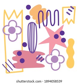 abstract background artistic creative hand drawn flower stars and spot color vector illustration